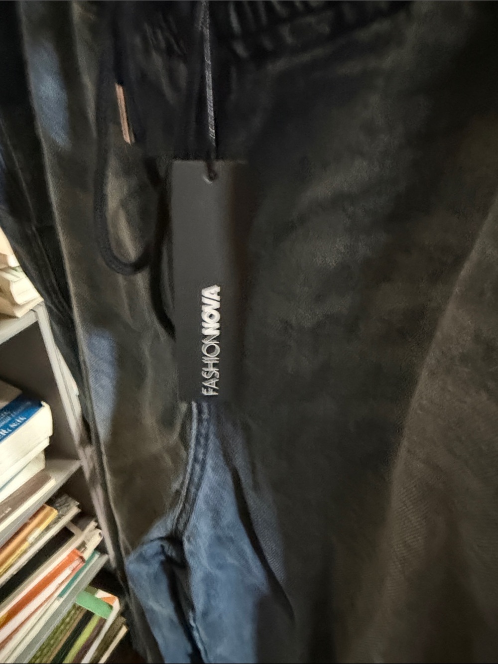 Fashion Nova Dark Wash Blue Drawstring Jeans - Picture 2 of 7